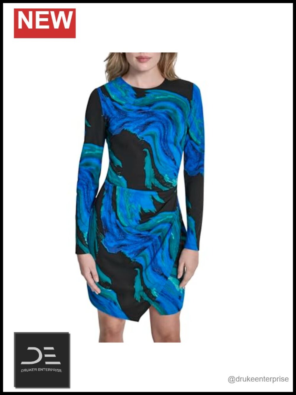 Long Sleeve Jewel Neck Shift Dress Above Knee Business Casual
